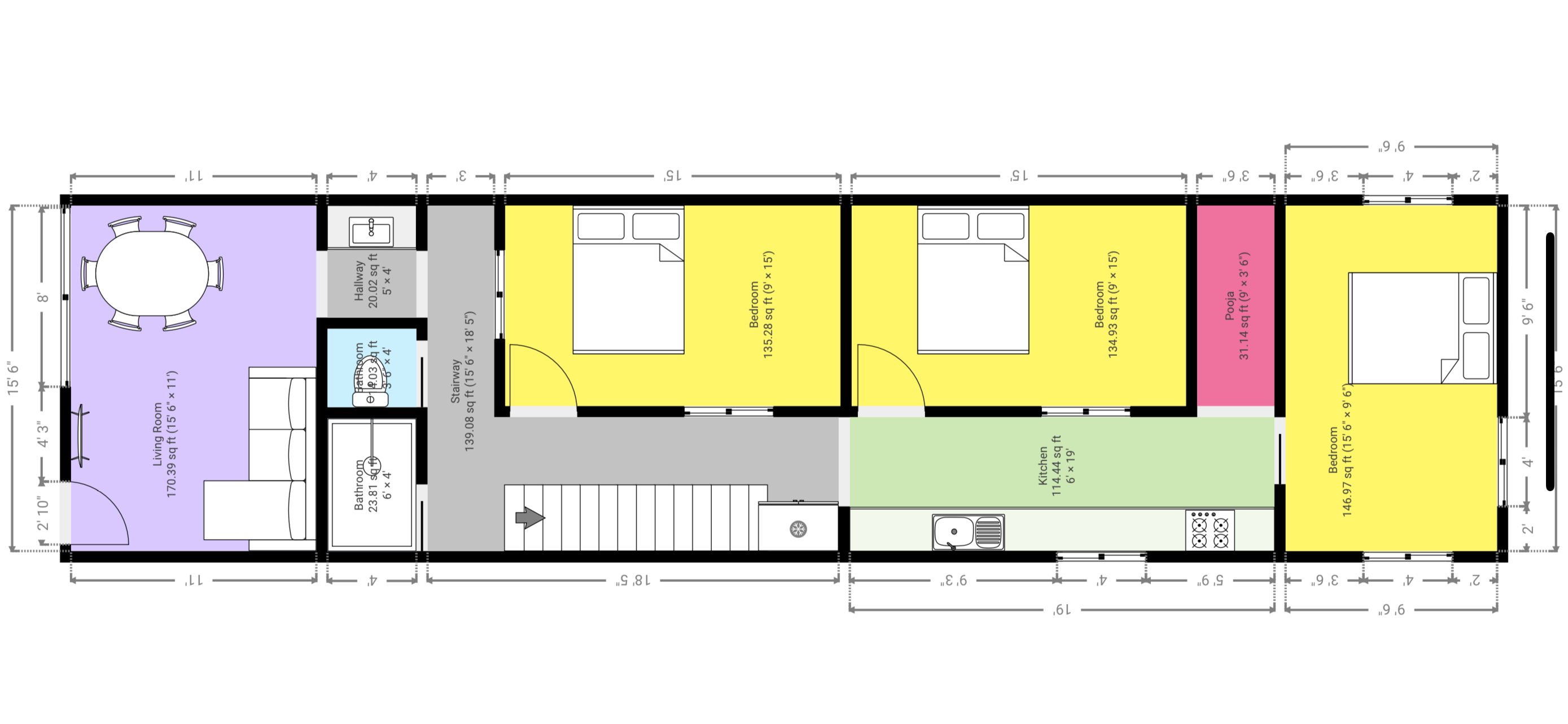 16’6″x65′ 2d-Plan